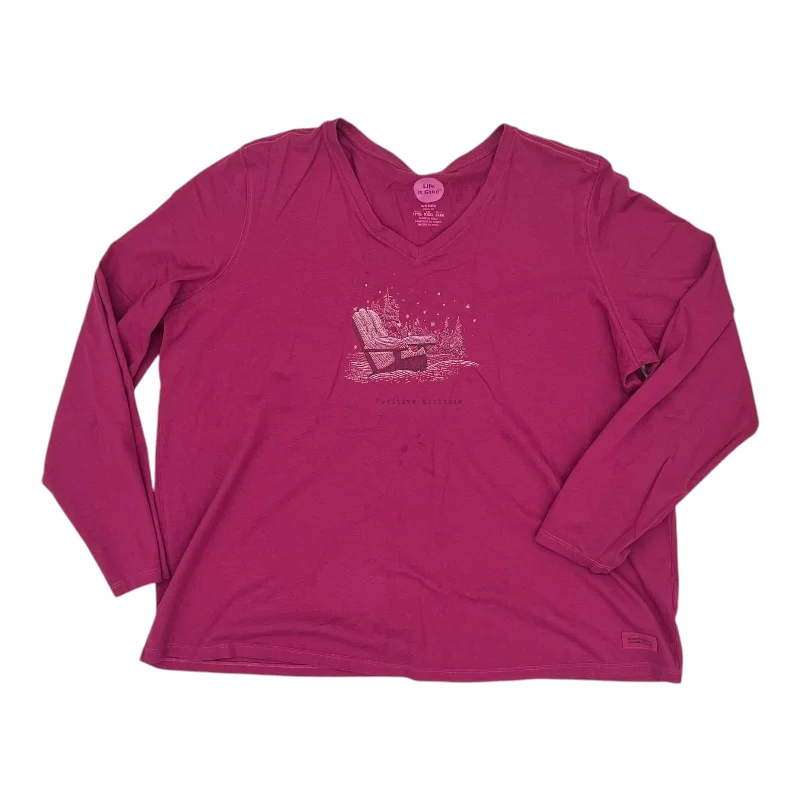 affordable women's topsTop Ls By Life Is Good In Pink, Size:3X