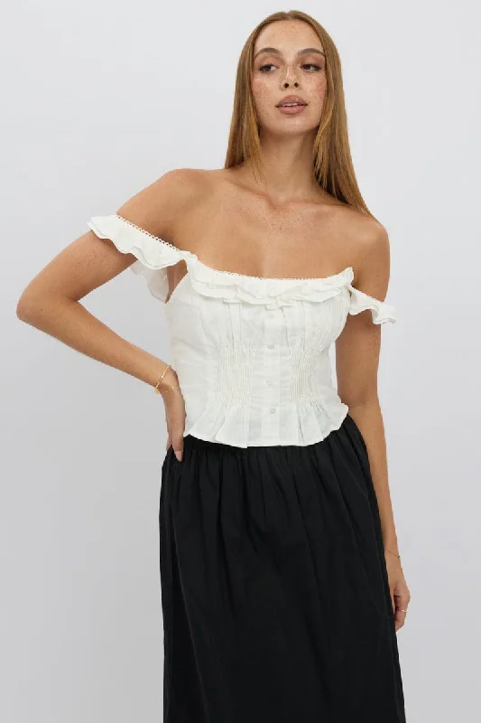 women's tops that offer a perfect blend of style, comfort, and affordabilityWhite Ruffle Top Sleeveless