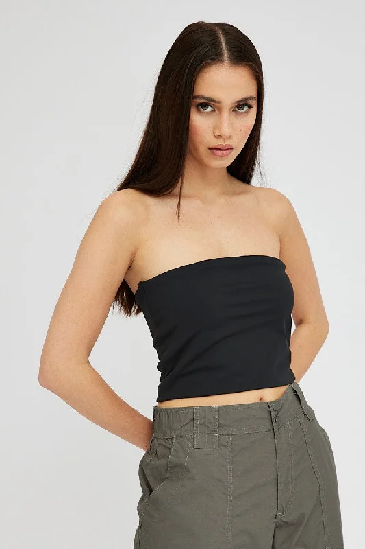 women's tops for those who want to create outfits that reflect their personal style and sense of fashionBlack Bandeau Top