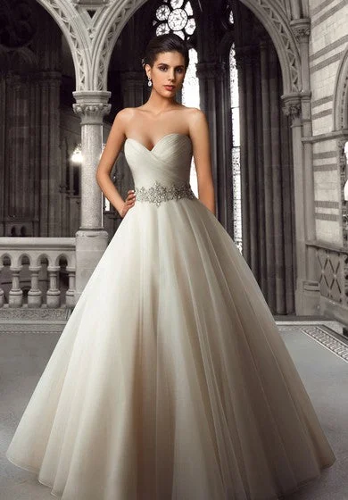 women's stylish dressesPleated Organza Ball Gown with Rhinestones