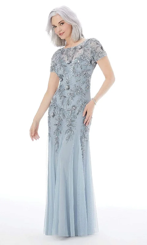 women's high-low dressesMGNY By Mori Lee - 72211 Short Sleeve Sequin Formal Gown