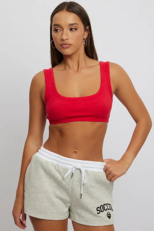 striped women's topsRed Bralette Rib Jersey