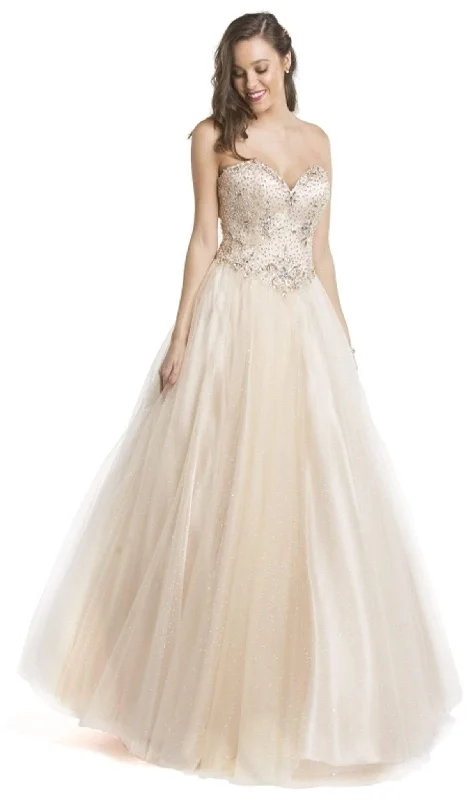 women's easy-to-wear dressesTrevi Collection L1534 - Strapless Sweetheart Glittered Tulle Gown