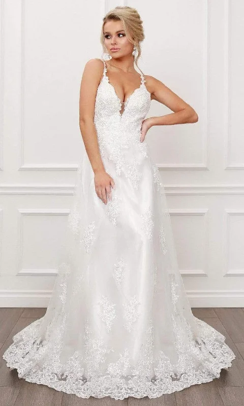 women's stylish dressesNox Anabel - C461 Plunging Sweetheart Lace Bridal Gown