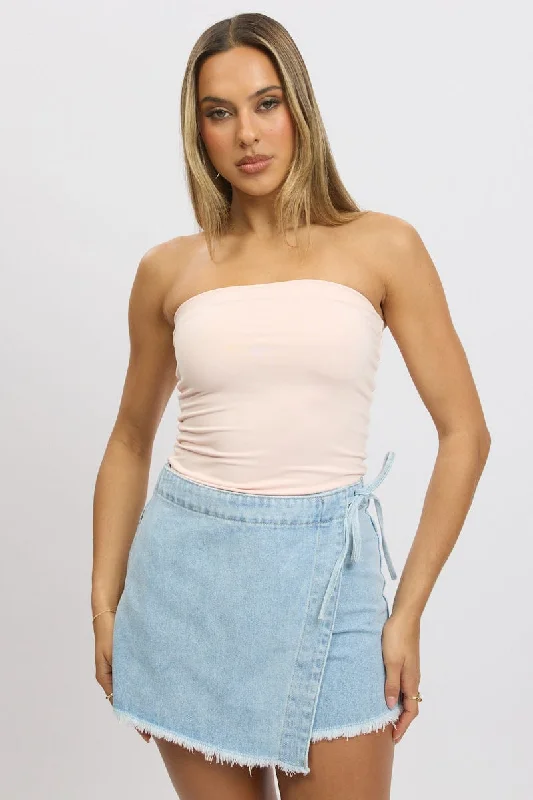 women's tops with cold-shoulder cutsPink Supersoft Bandeau Top