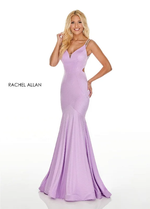 women's apple-shaped body dressesRachel Allan 7042 - Embellished Straps Trumpet Gown