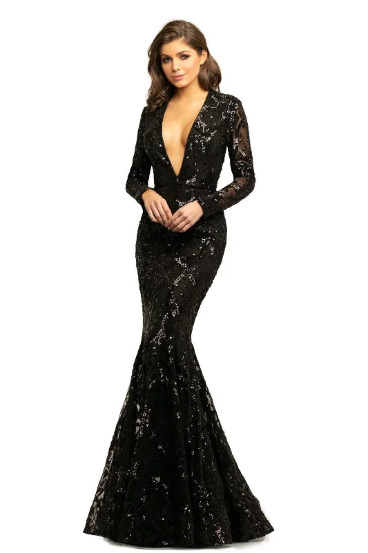 women's smart casual dressesJohnathan Kayne - 9245SC Sultry Plunging Neck Sequined Gown