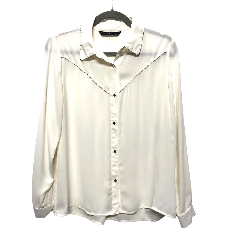 women's tops for beach outingsTop Ls By Zara In Cream, Size:S