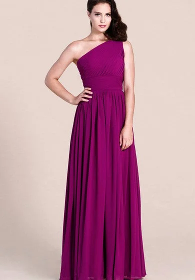 women's midi dressesChic One-shoulder Long Gown With Pleats