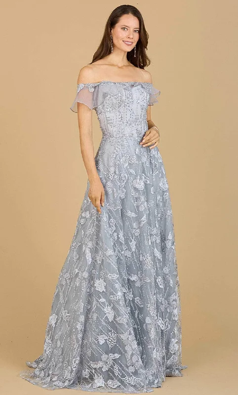 women's denim dressesLara Dresses 29189 - Off-Shoulder Gown