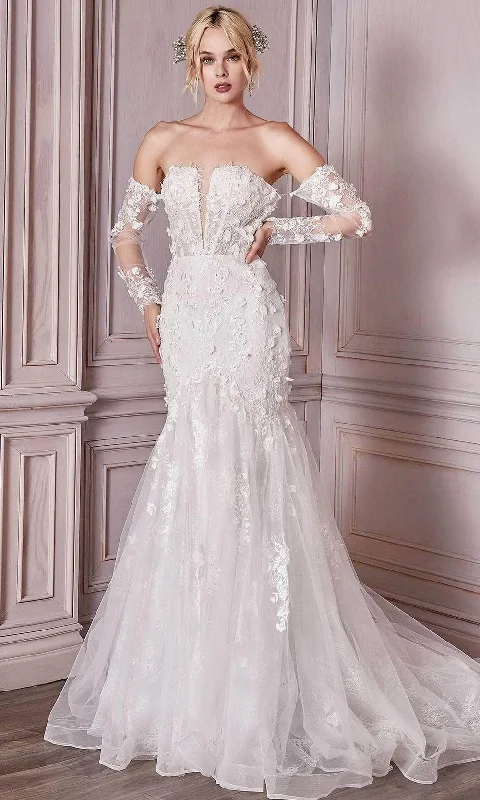 women's boho dressesLadivine CD977W - Lace Long Sleeve Bridal Gown