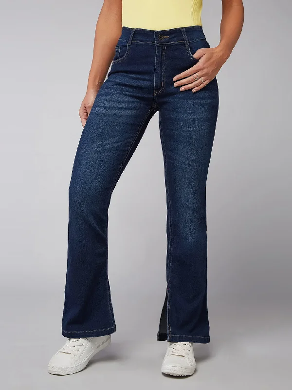 women's denim jeans with elastane24/7 Comfort Y2K Vintage Blue Bell Bottom Bootcut Hourglass Mid Rise Denim Stretchable Jeans