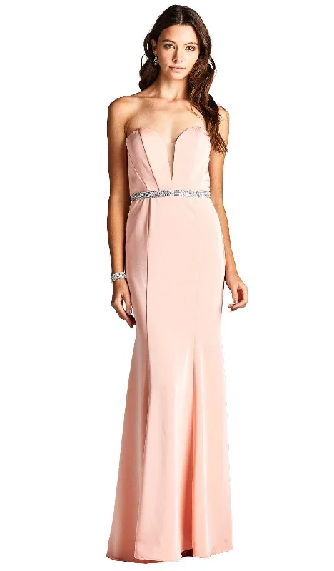 women's neon dressesAspeed Design - Strapless Deep Sweetheart Sheath Evening Dress