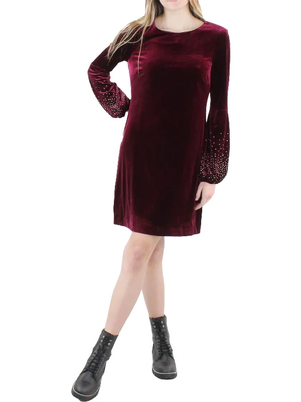 women's sleeveless dressesWomens Velvet Mini Sheath Dress