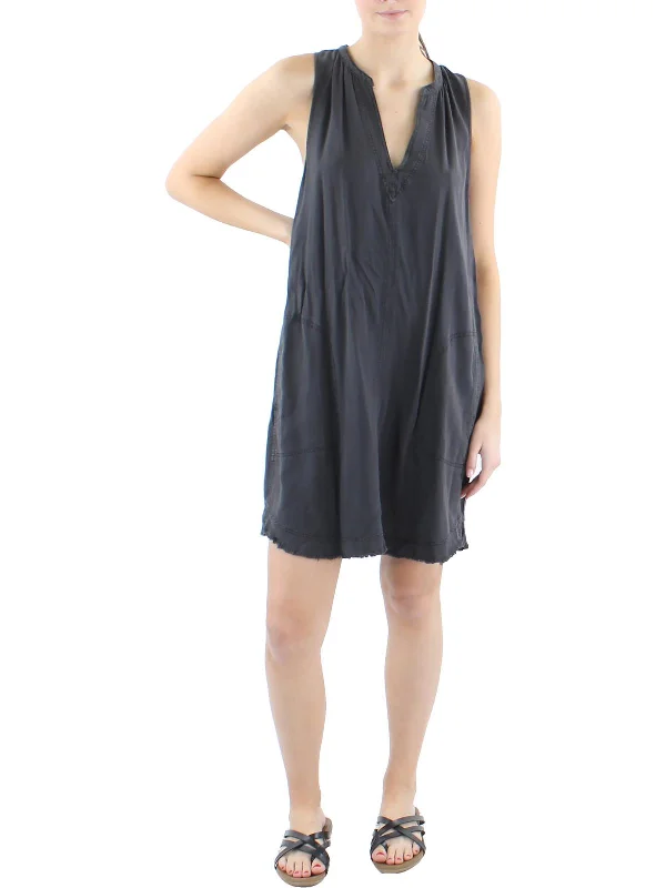 women's sustainable dressesJoella Womens Mini Frayed Hem Shift Dress