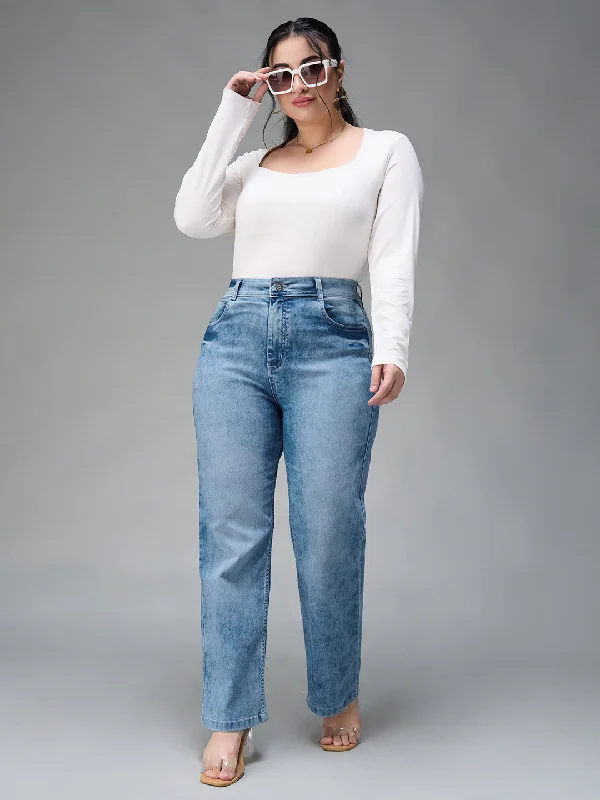 women's denim jeans with embroidery on pockets24/7 comfort Women's Light Blue Wide Leg Fit High Rise Stretchable Denim Jeans