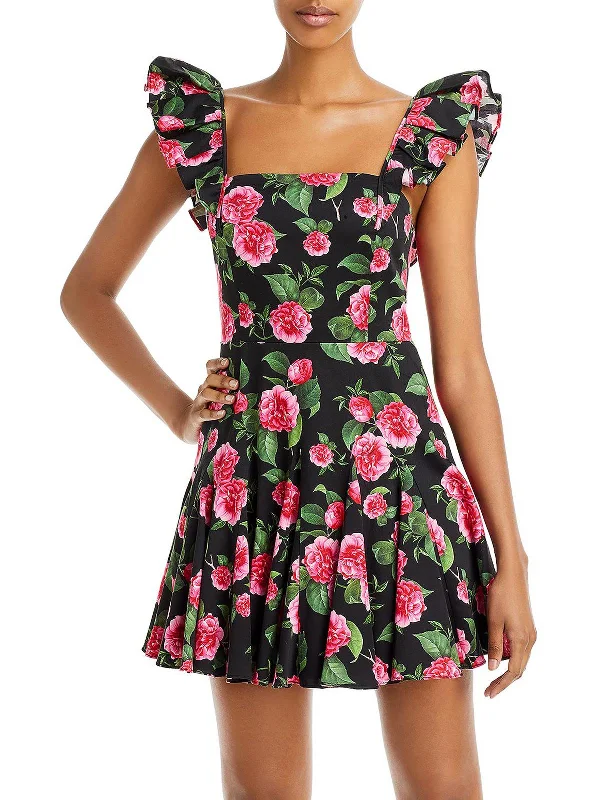 women's sleeveless dressesWomens Floral Print Midi Fit & Flare Dress