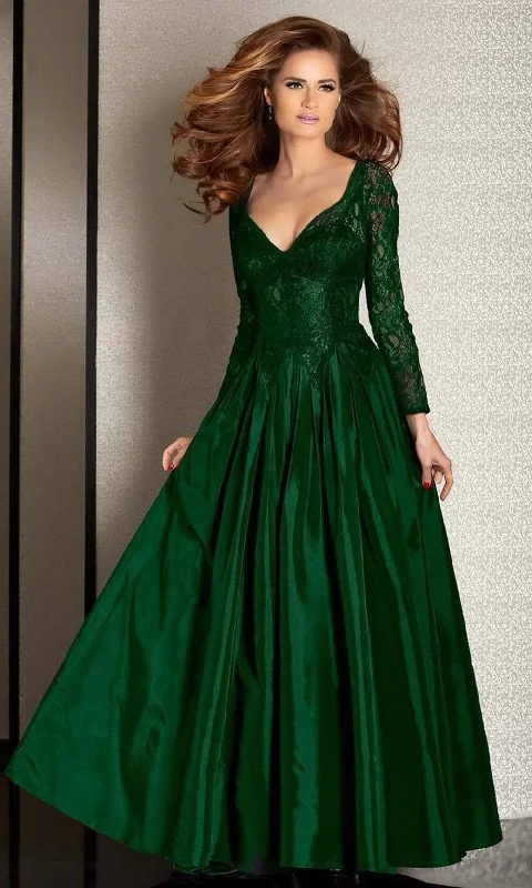 women's one-shoulder dressesClarisse - Lace Illusion Long Sleeves Evening Gown M6205