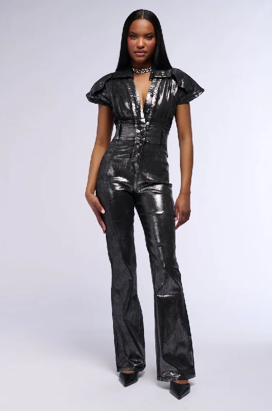 women's jumpsuits for curve-hugging stylesSHE'S ALL THAT METALLIC JUMPSUIT