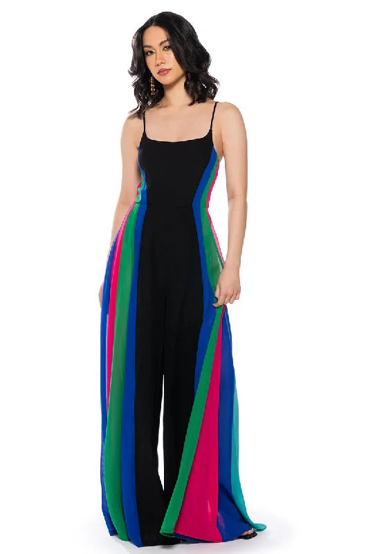 women's jumpsuits made of chiffonMIMI COLORBLOCKED SCOOP NECK JUMPSUIT