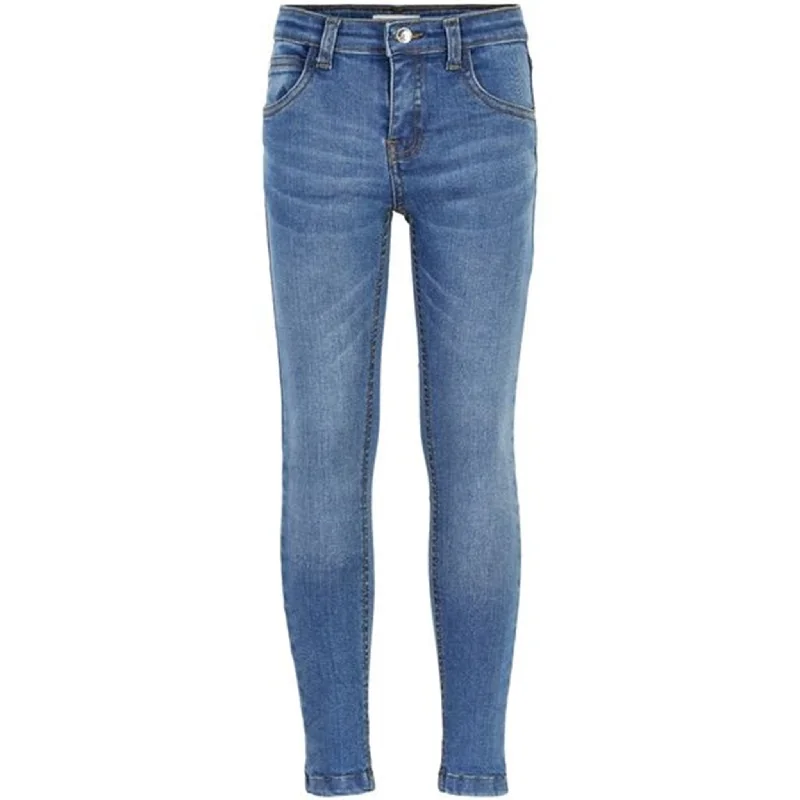 women's denim jeans with leather back pocketsThe New Oslo Super Slim Jeans Med Blue