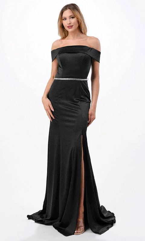 women's everyday dressesAspeed Design D548 - Straight Off Shoulder Evening Gown