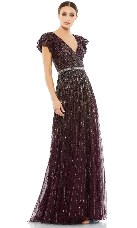 women's everyday dressesMac Duggal 5502 - Flutter Sleeve Sequined Evening Gown