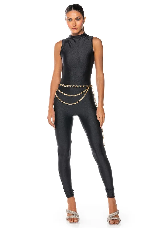 women's jumpsuits for versatile stylingTHE CASSIE SLEEVELESS SLINKY JUMPSUIT IN BLACK