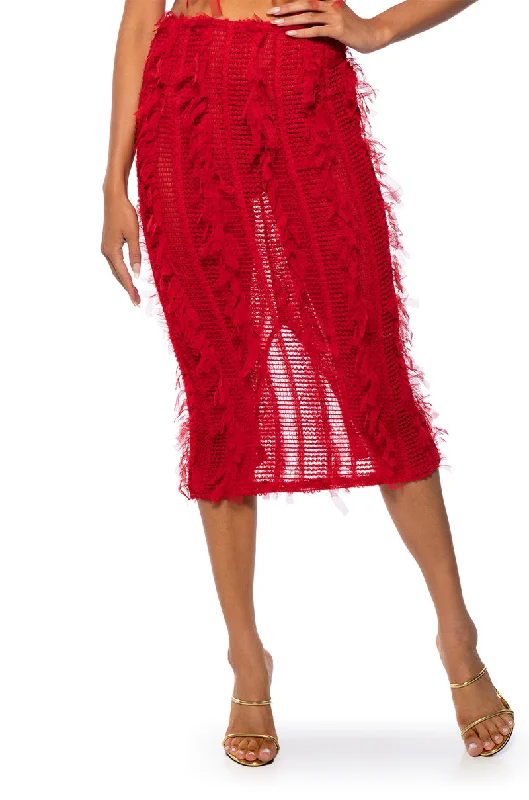 women's knitted skirtsNAOMI MESH BODYCON MIDI SKIRT