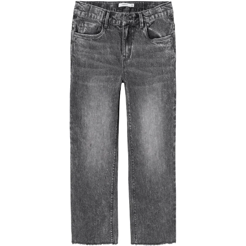 women's stone-washed denim jeansName It Dark Grey Denim Rose Wide Jeans Noos