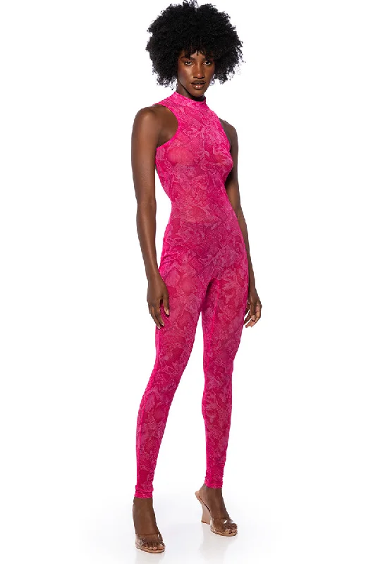 women's jumpsuits for high-performance fabricsLENA PRINTED JUMPSUIT IN PINK