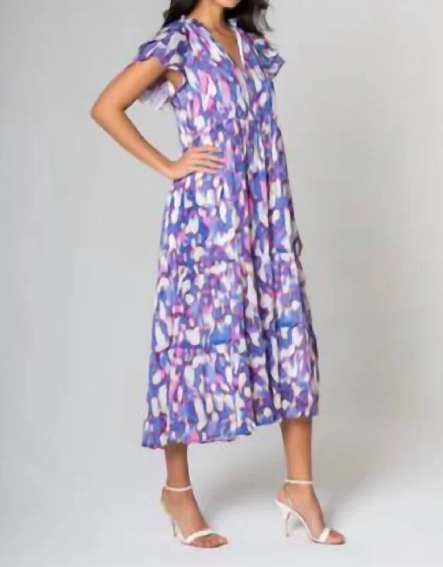 women's custom dressesHope Midi Dress In Purple Multi