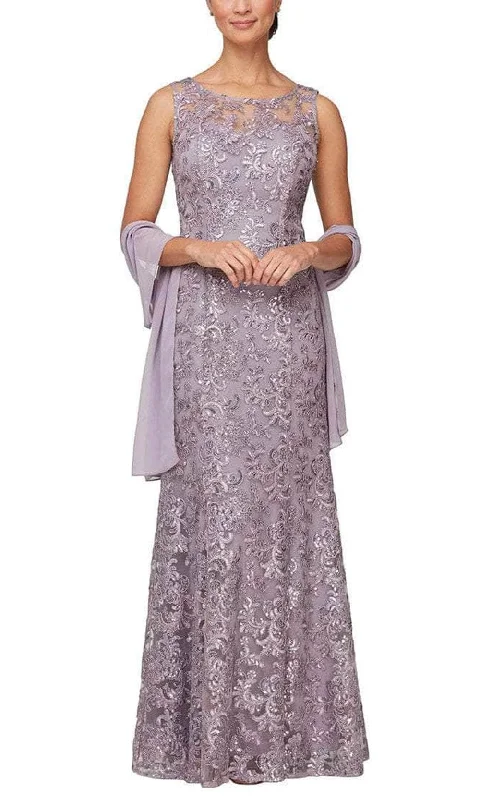 women's ethical fashion dressesAlex Evenings - 81171128 Sleeveless Lace Dress with Shawl