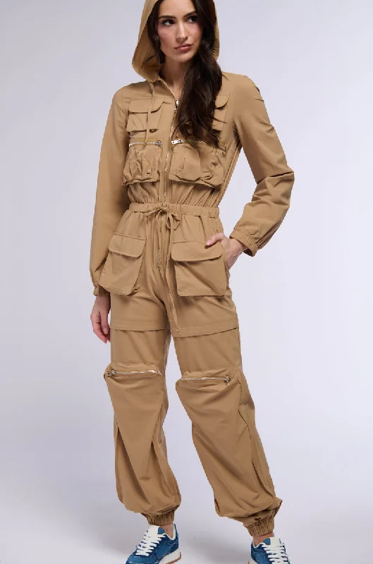 women's jumpsuits for loungingPENNY HOODED CARGO JUMPSUIT