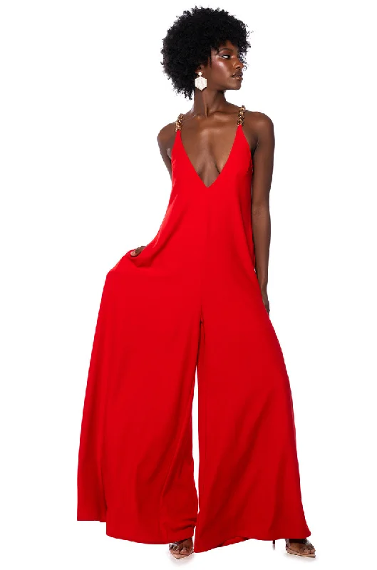 women's boho jumpsuitsSICILY OVERSIZED SLEEVELESS JUMPSUIT IN RED