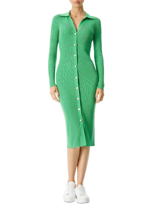 women's apple-shaped body dressesAlcina Womens Midi Polo Sweaterdress