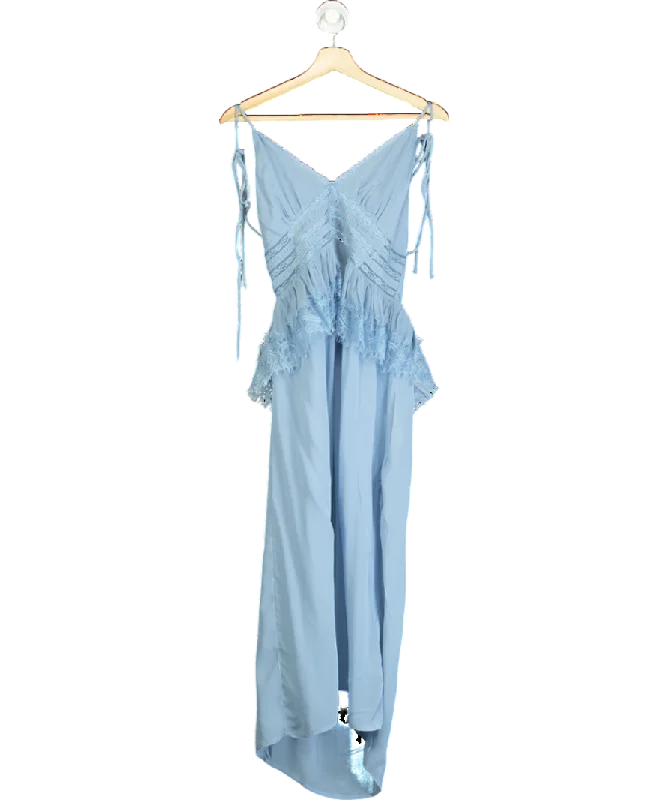 women's party dressesFree People Blue Kiki Slip Sheer Midi Dress UK M