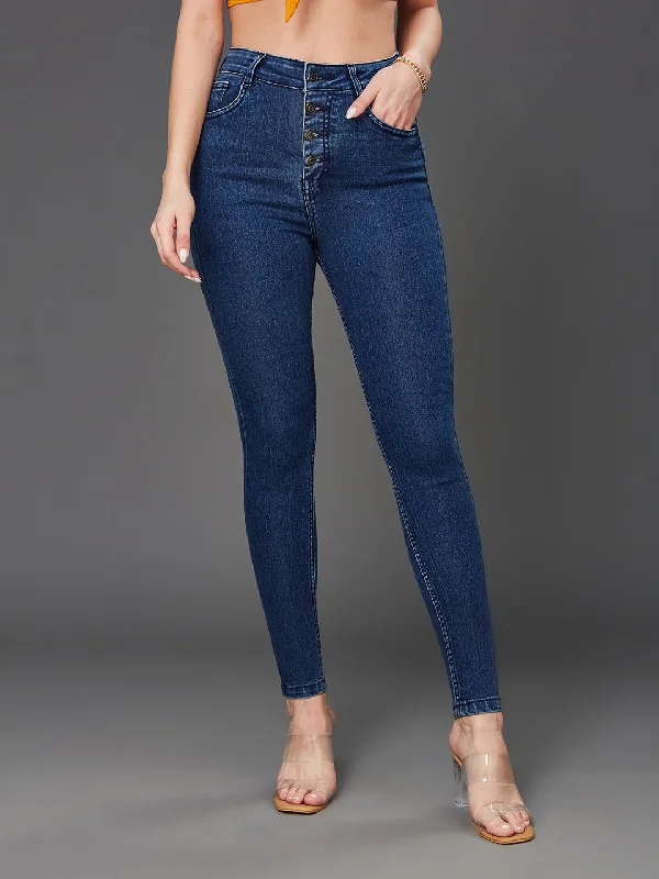 women's blue denim jeans24/7 comfort Women's Blue Skinny Fit High Rise Stretchable Denim Jeans