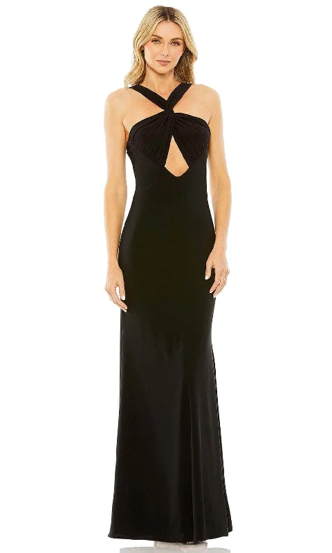 women's casual dressesIeena Duggal 49755 - Knotted Halter Evening Gown