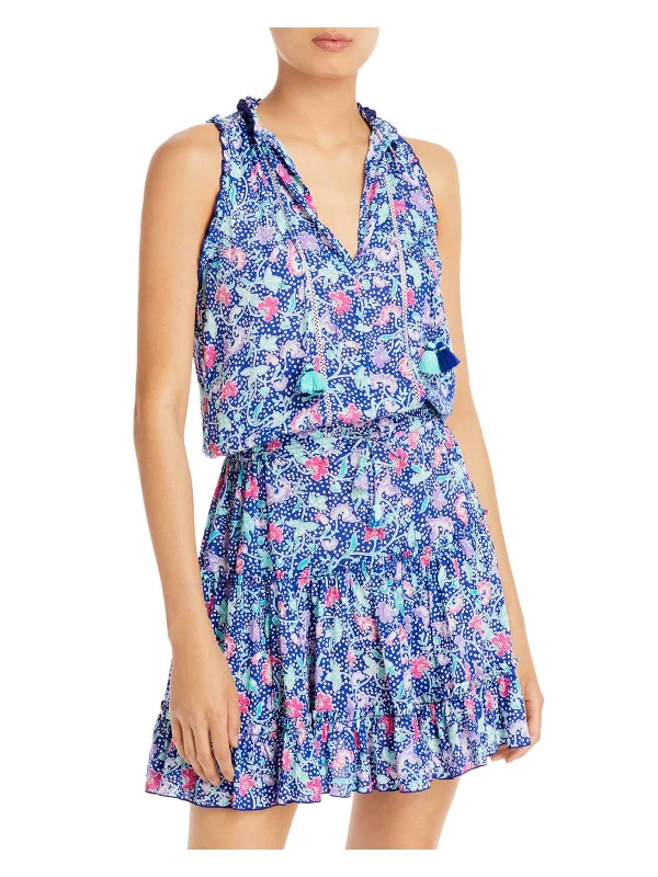 women's one-shoulder dressesClara Womens Floral Sleeveless Mini Dress