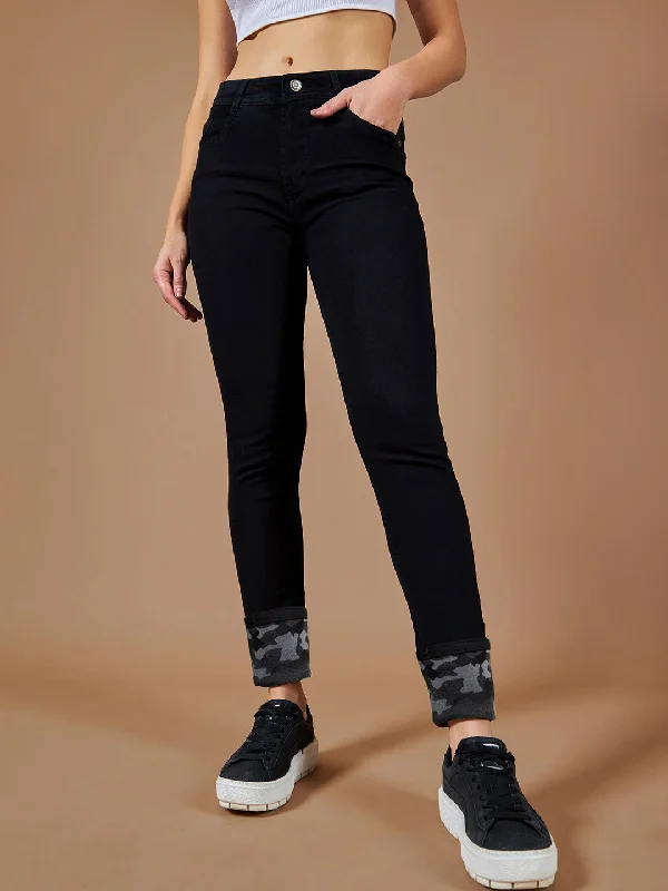 women's denim jeans for a day at the beach24/7 comfort Women's Black High Rise Slim Fit Stretchable Denim Jeans