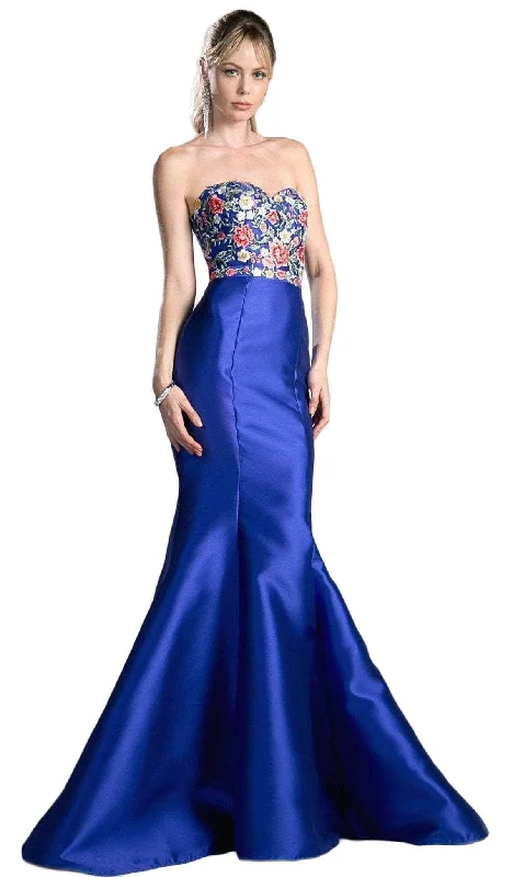 women's bodycon dressesLadivine HW06 - Floral Applique Strapless Mermaid Evening Gown