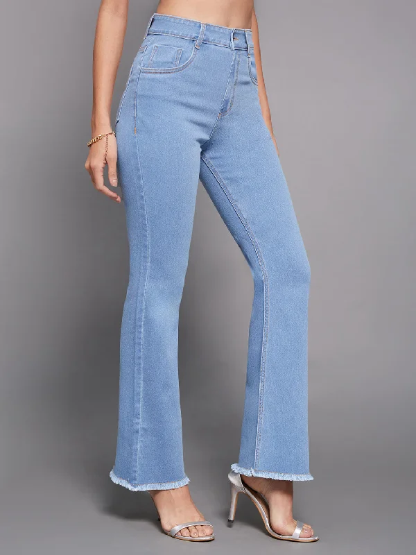 women's denim jeans for a stylish outfit24/7 Comfort Women's Light Blue Bootcut High Rise Stretchable Denim Jeans