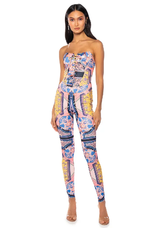 women's formal jumpsuitsUNMATCHED PATTERNED CORSET JUMPSUIT