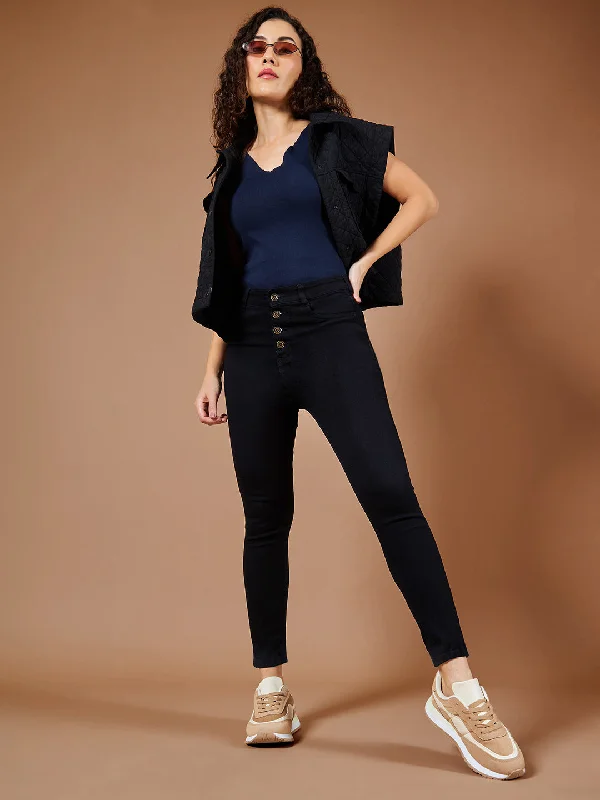 women's denim jeans with pockets24/7 comfort Women's Black Skinny Fit High Rise Stretchable Denim Jeans