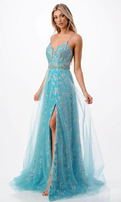 women's pastel dressesAspeed Design P2203 - Sleeveless Beaded Evening Gown