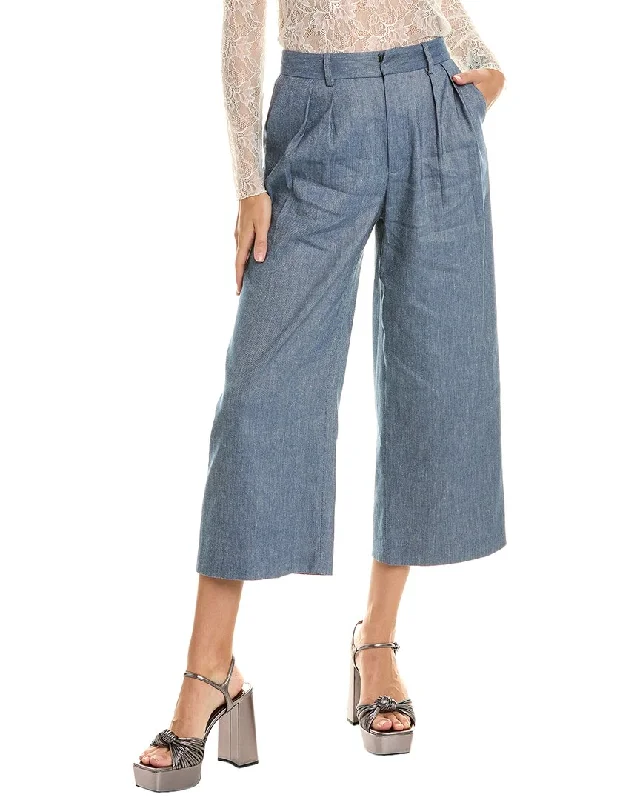 women's designer pantsalice + olivia Pompey Linen-Blend Gaucho