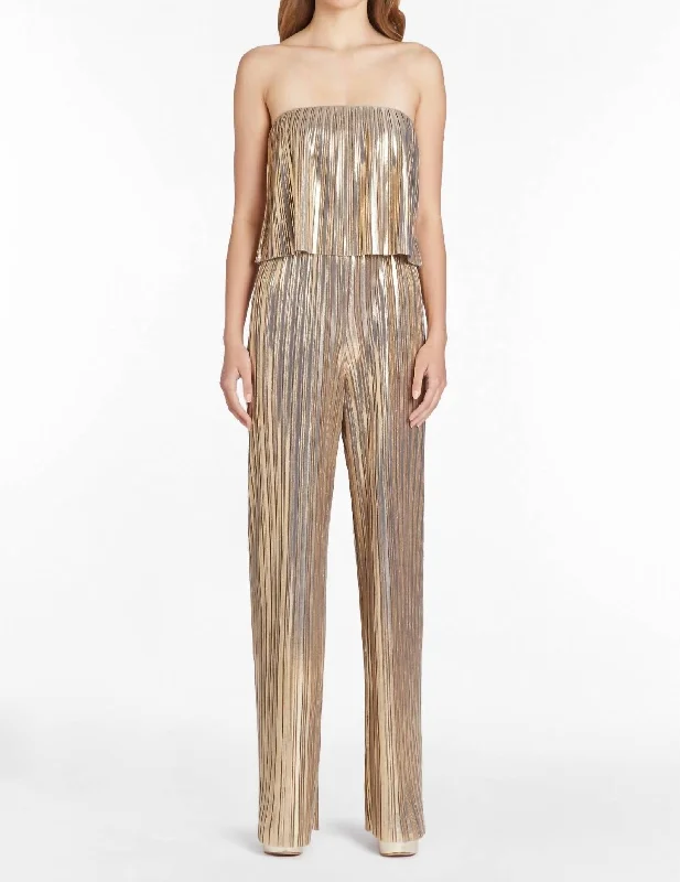 women's dress pantsCollina Jumpsuit In Pleats In Gold