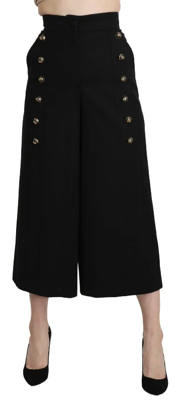 women's sophisticated pantsDolce & Gabbana Elegant High Waist Wide Leg Virgin Wool Women's Trousers