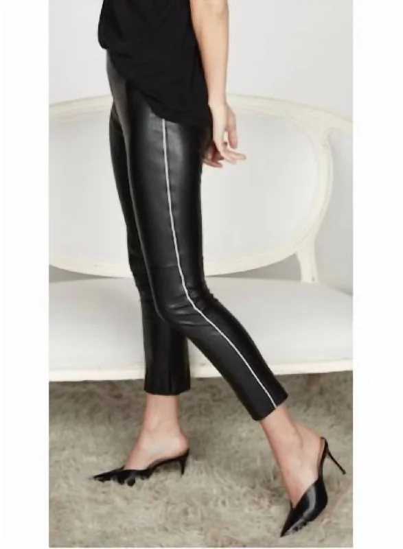 women's elegant pantsGemma Midrise Skimmer Pant W/ Piping In Black